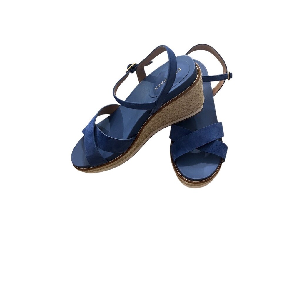 Cole Haan Womens Wedge Espadrille Sandals Blue Ankle Strap Size 7.5 - Picture 2 of 9
